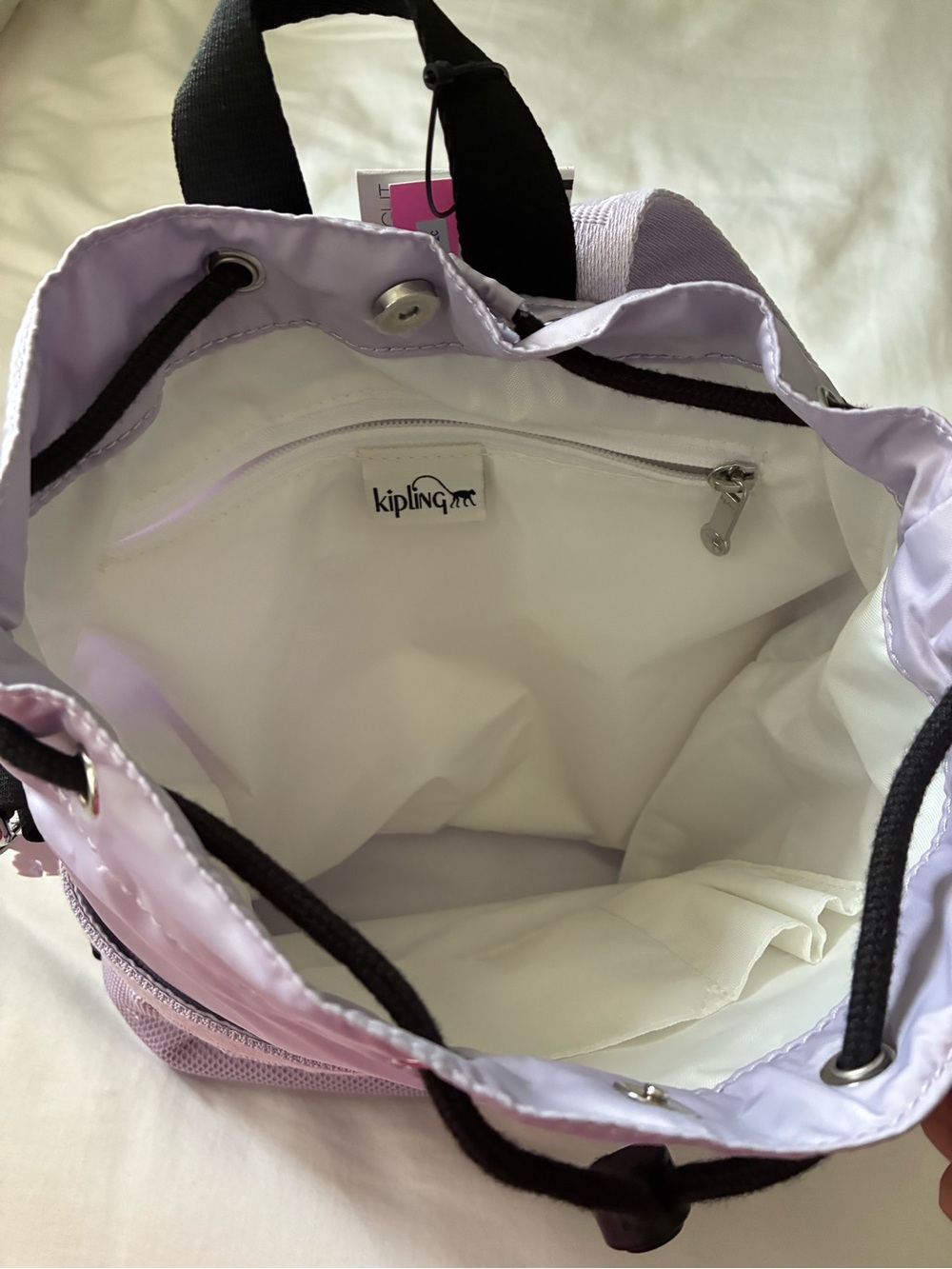Kipling Lavender Nylon Mesh Drawstring Backpack - Picture 3 of 6